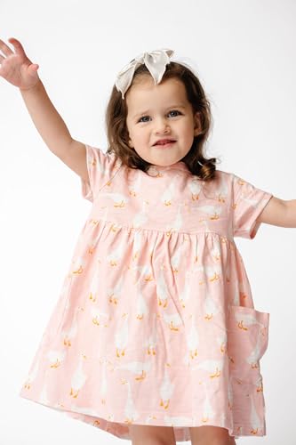 Copper Pearl T-Shirt Dress: Toddler Summer Dress with Deep Pockets and Wavy Hemline, Sizes 0-3M to 5T, Premium Knit Fabric3