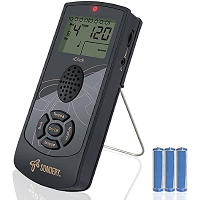 Sondery Digital Metronome for Guitar Piano Drum and All Instruments, Woman Vocal Counting Option, Direct Controls via Buttons, Easily Reading Big Screen, Power by Batteries or USB