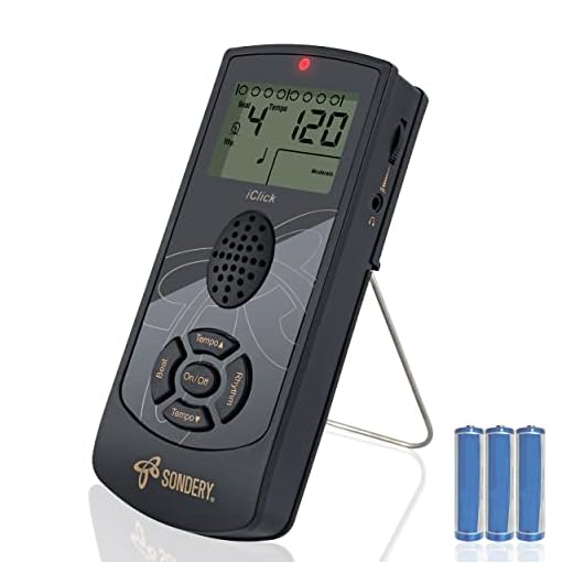 Sondery Digital Metronome for Guitar Piano Drum and All Instruments, Woman Vocal Counting Option, Direct Controls via Buttons, Easily Reading Big Screen, Power by Batteries or USB