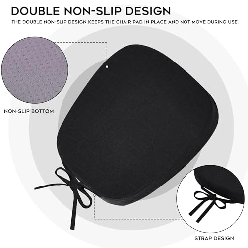 Image of baibu 14x14 Memory Foam Metal Chair Cushions Set of 4, Dual-Layer Design Non-Slip Metal Dining Chair Pads Kitchen Seat Cushion with Machine Washable Cover, 4 Counts, Black