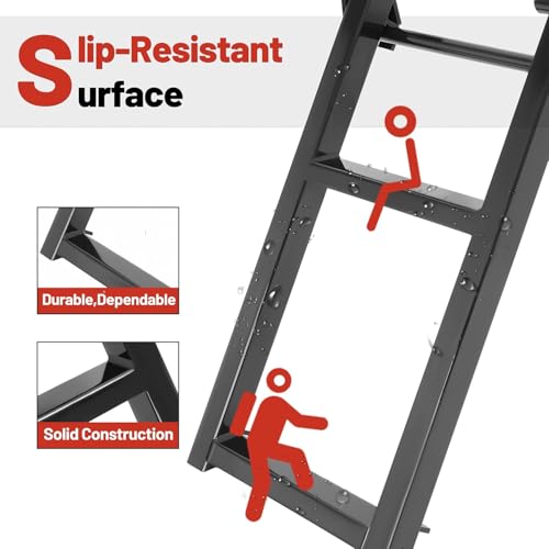 Image of HECASA 2-Rung Truck Step Retractable 27 Inch W /L-Shaped Bracket Truck Bed | Ladder Tailgate Ladder Accessories Steel Powder Coated Black