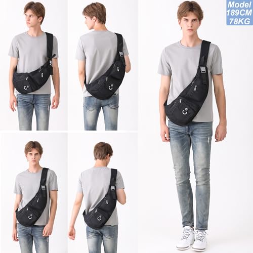 Image of NICGID Sling Bag Chest Shoulder Backpack Crossbody Bags Casual Daypack for Men Women, Black-014, Small, Travel