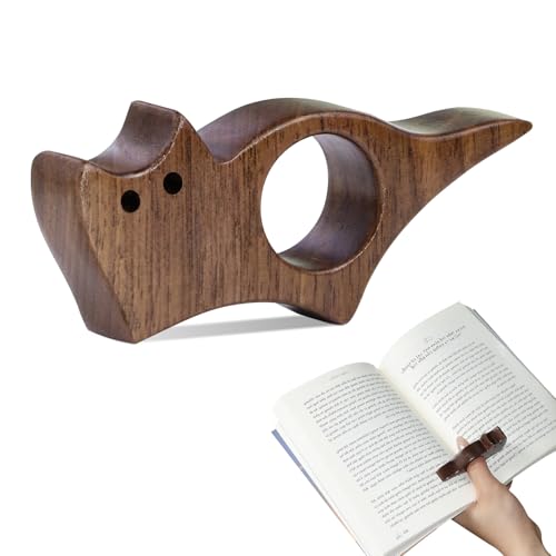Portapáginas de Libro de Gato,Titular De Libros de Madera de Nogal de Acabado Suave Para Leer,Soporte Para el Pulgar,Separador de Paginas Libro,Leer Accesorios,Regalos Para Amantes de Los Libros