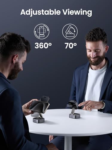 UGREEN MagFlow Qi2 Magnetic Foldable Charging Station, 2-in-1 Fast Wireless Charger Compatible with iPhone 17/17 Air/17 Pro/17 Pro Max 16 15 14 13 12, Airpods3 2 Pro (No AC Adapter), Dark Grey