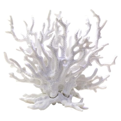 Heidouse Coral Reef Decor, 6.3x2.4x5.3 Inch Resin Fake Coral, White Aquarium Decorations for Fish Tank Landscape
