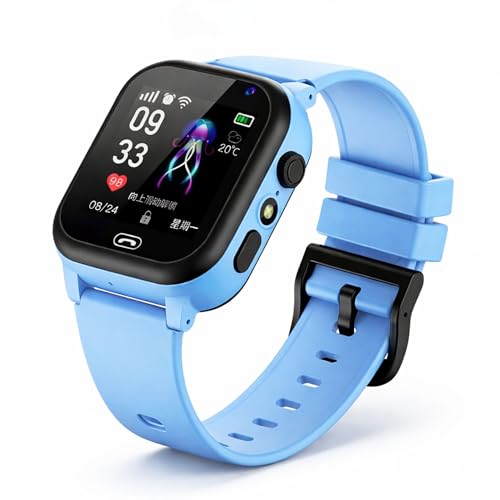 TEKNVORX Kids Multifunction Smart Watch Blue 1.44 Touch Screen GPS Tracking Waterproof Smart Watch Anti-Lost Bluetooth Smartwatch Fitness Tracker for Android iOS Boys & Girls