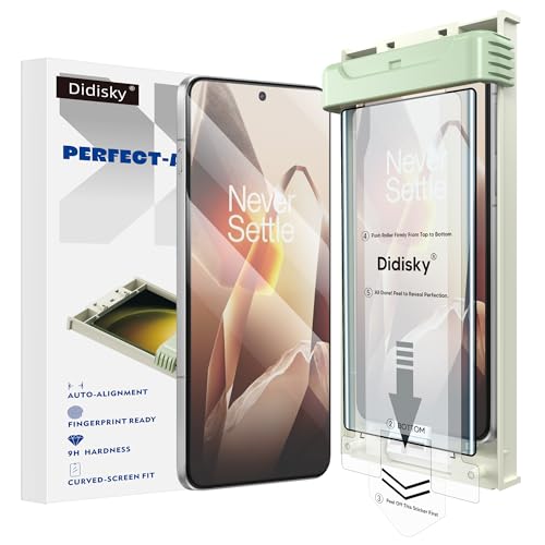 Didisky 2-Pack Tempered Glass Screen Protector for Oneplus 13 Supports Ultrasonic Fingerprint with Easy Installation Frame 3D Curved Full Coverage 9H Hardness Case Friendly HD Clear