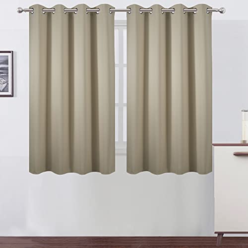 Image of LEMOMO Blackout Curtains 52 x 45 inch /Beige Curtains Set of 2 Panels /Thermal Insulated Room Darkening Bedroom Curtains