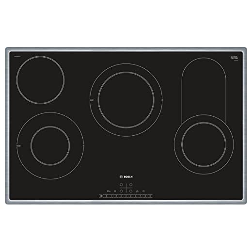 Bosch PKC845FP1D Series 6 Electric Hob (Self-Standing) / 80 cm / Black / All-Round Frame / DirectSelect / 17 Power Levels / PowerBoost / Energy Consumption Indicator / Child Lock