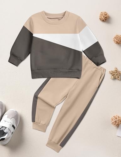 Image of Toddler Boy Clothes Long Sleeve Hoodie Sweatsuits Tops and Pants 2Pcs Boys Fall Winter Outfits Set