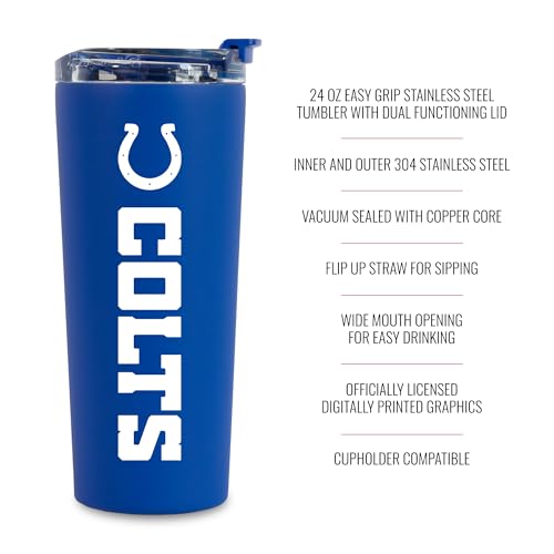 Image of Rico Industries NFL Football 24oz Stainless Steel Tumbler with Lid and Dual Functioning Lid
