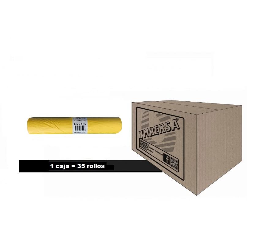 Caja Bolsa basura 120 Lt. 85x105 mm. Caja 35 rollos - 350 bolsas XL Amarillo.