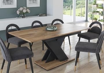 Furneo Tavolo 03 – Modern Extendable Dining Table Only, 120–160 cm, Oak Effect Finish