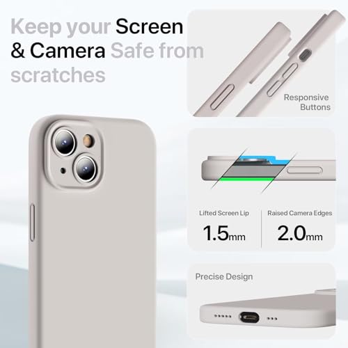 Image of GOODVISH Compatible with iPhone 15 Case, Silicone Upgraded [Enhanced Camera Protection] Phone Case with [2 Screen Protectors], Soft Anti-Scratch Microfiber Lining Inside, 6.1 inch, Rock Gray