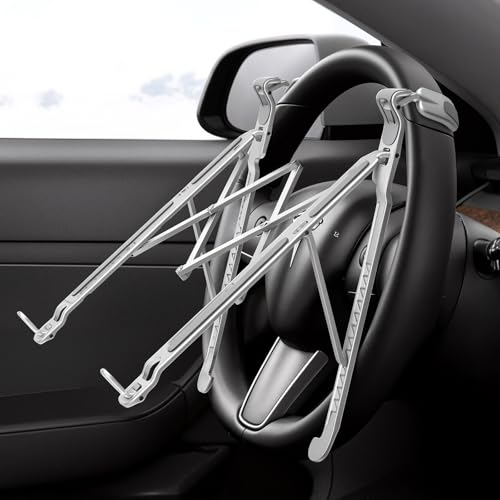 STEERTOP Car Laptop Mount Steering Wheel Tray Holder, Height Adjustable Car Desk for Laptop Computer Tablet, Foldable Portable Lap Laptop Stand for Car Vehicle Workstation Accessories Truck SUV Tesla