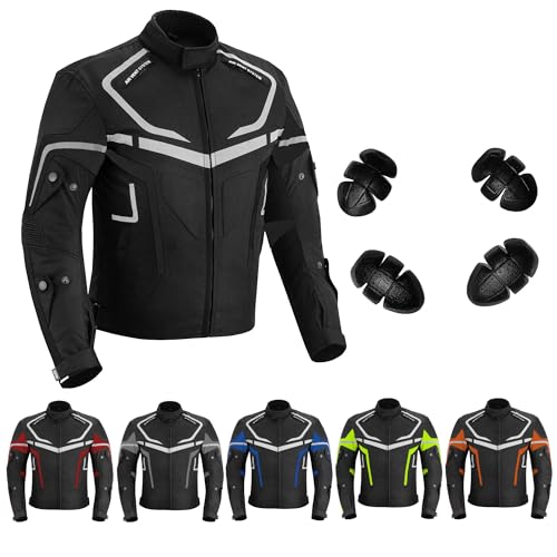 Vaster Moto Chaqueta de Moto para Hombre, Impermeable, Blindada, para Moto, Invierno, Verano, Textil, Cordura, Chaqueta de Carreras, Aprobada CE (EN 17092-4) (M, Negro)