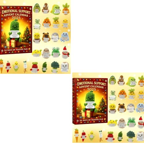 Emotional Support Advent Calendar 2025,24 Days Christmas Advent Calendar with 24 Unique Emotional Support Tools,2D Acrylic Design,for Loved Ones of All Ages (2 pcs)