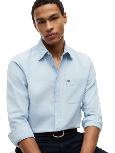 Image of Tommy Hilfiger Men's Long Sleeve Oxford Shirts in Regular Fit, Men's Button Down Shirts, Also Available in Big and Tall