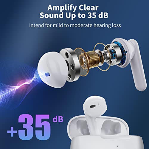 Earbyear Hearing Aids, Rechargeable Hearing Aid For Seniors & Adults With Noise Cancelling, Invisible Hearing Amplifier Personal Sound Amplification Devices With Portable Charging Case White #TOP1