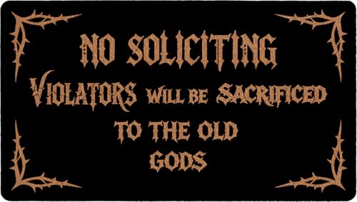 PingXunMat No Soliciting Doormat Go Away Door Mat 17x30 Inch Funny Front Door Welcome Mat Non Slip Rubber Backing Heavy Duty Easy to Clean Indoor Outdoor Use Housewarming