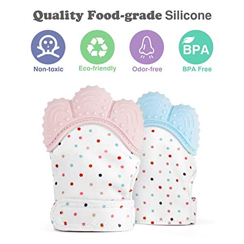 Image of WAHHSON Cotton Baby Soft Teething Mitten Teether Glove, Teether for 0-12 Months Baby, Teething Pain Relief Toy Glove, Natural Remedy for Infants & Toddlers | Infant Teething Mittens (Pink, Pair of 1)