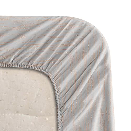 Image of Stoa Paris 350TC Luxture Cotton King Fitted Bedding Set with 2 Pillow Covers, All-Around Elastic Fitted Bedsheet 183cm x 198cm + 30cm Drop, All Season Comfort, Breathable, Panache 2.0 - White