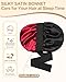 Satin Bonnet for Women Silk Bonnets for Sleeping Curly Hair Bonnet with Elastic Tie Band Reversible Double Layer Sleep Cap Hair Wrap (Black + Red)