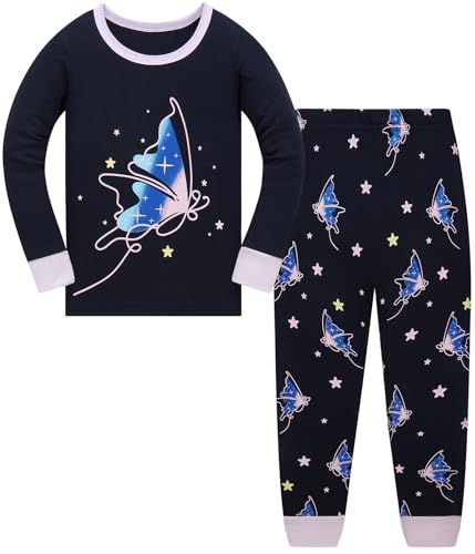 Kinder Mädchen Schlafanzüge Einhorn Langarm 100% Baumwolle Nachtwäsche Winter Weihnachten Pyjama Set Größe 152, 11-12 Jahre