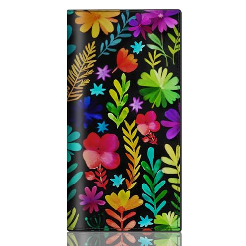 CASMONAL Boho Florals Checkbook Covers for Personal Checkbook PU Leather Check Book Covers for Women & Men Fashionable Print Design