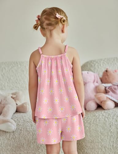 Image of Arshiner Toddler Kids Summer Clothes 2 Piece Tank Top and Shorts Set | Girl Summer Clothes 2 Piece Loose Spaghetti Strap Tank Top and Short Set Kids Clothing Sets with Pockets