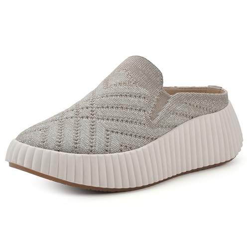 WHITE MOUNTAIN Zapatos de mujer Dystant Platform Sneaker, Dorado/Tela, 42 EU