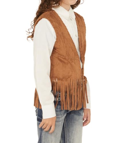 Girls' Faux Suede Vest, Whipstitch Fringe (US, Age, 12 Years, Camel)2