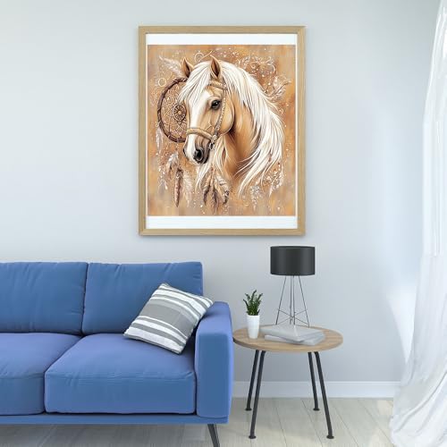 Image of Moohue 14ct Counted Cross Stitch Kits for Adults Indian Horse Animal Printed Stamped Cross Stitch Patterns Kits Cross Stitch Supplies (Indian Horse)