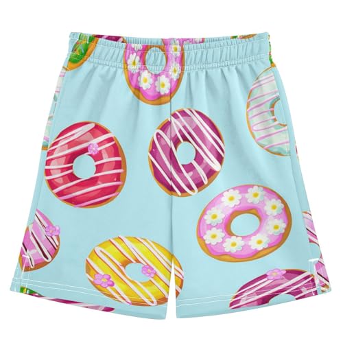 J JOYSAY Iced Donut Flower Toppings Boys Athletic Shorts Kids Youth Casual Shotrs with Pockets Elastic Waistband