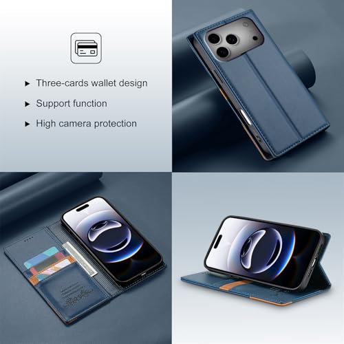 Étui Portefeuille magnétique en Cuir pour iPhone 7 Plus / 8 Plus Bleu