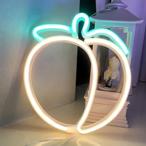 Image of Peach Neon Sign, Fruit Peach Neon Decor,Funny Peach Led Sign Pink Decor for Bedroom Wall Art Decor,Gift for Her, Peach Led Sign for Christmas Decoration Thanksgiving Decoration Valentine's Day Gift