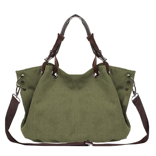 レディース大きな大容量郵便配達バッグたくさん入れることができます2 wayショルダーバッグキャンバス旅行通勤学校ママバッグ (グリーン)