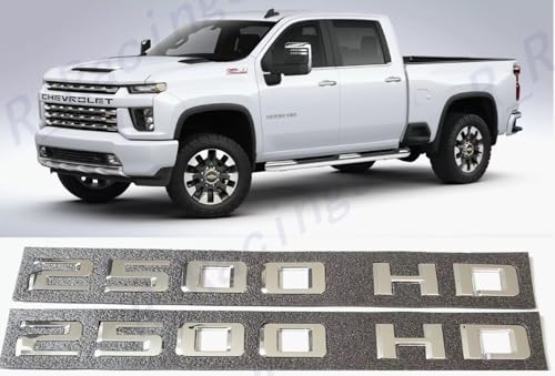 Image of 2X 2500 HD Chrome Silver Badge Emblem - Set of 2 Replacement Emblems for Silverado Sierra 2020 to 2026