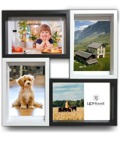 upFRAME �ʐ^���� �E�b�h ���m�N�� ������ ���� 4�� �R���[�W�� �͂����T�C�Y10cm×15cm�Ή� �A�[�g �t�H�g�t���[�� �ؐ� ������� �V���v�� 4�� �Ǌ|�� ��� ���p (1, ����)