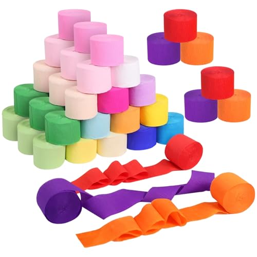 Papier crépon arc-en-ciel en lot de 54 rouleaux de 18 couleurs pour loisirs créatifs