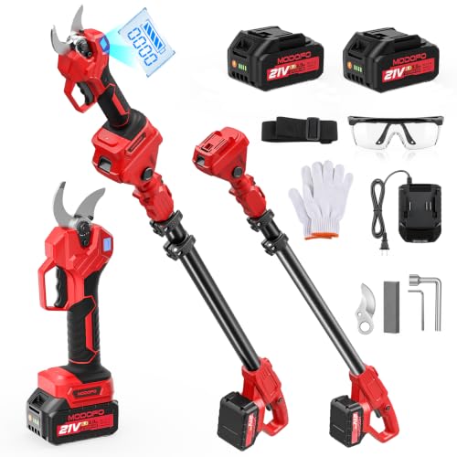 Image of 2-in-1 Electric Pruning Shears Cordless with Pole, 2.4 inch Cutting Diameter Pole Pruning Shears, Brushless Motor, Extra Blade, 2 * 4Ah Batteries, 9Ft Reach, 2 Modes Pruning Shears for Tree Flower
