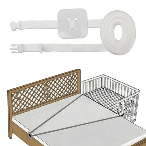 LEEWYOU 8M Cinghia per Lettino, Cintura di Fissaggio Letto Attacco, Cinghia Regolabile per Letti a Molle e Culle Universale Unisci Lettino Cinghie Mobili Parapetto Bianco