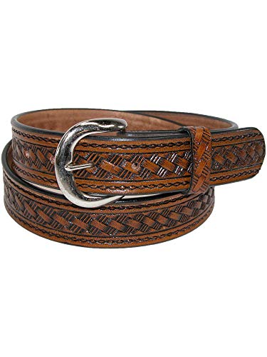 CTM Men's Leather Western Belt with Removable Buckle3