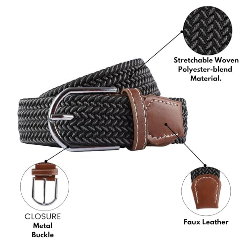 Image of The Tie Hub Unisex Stretchable Woven Fabric Belt | Adjustable, Hole-Free Design | Fits Up to 40 Inches Waist