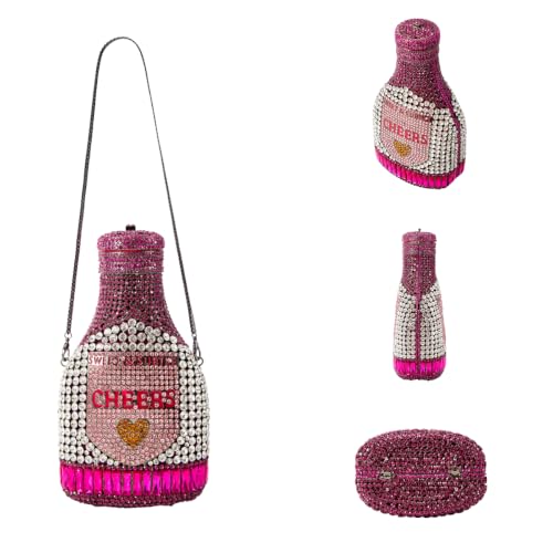 Image of Rhinestone Champagne Bottle Clutch, Luxury Evening Bag for Women