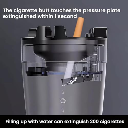 Image of Stainless Steel Ashtray with Water Tank - Quick Extinguishing, Windproof & Ash-Proof, Detachable & Easy to Clean Odor-Proof Design - for Indoor, Outdoor, Car, Office, and Home Use (Rose gold)