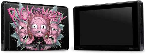 Skinit Decal Gaming Skin Compatible with Nintendo Switch Bundle - Officially Licensed Adult Swim Rick and Morty Split Head Rick Design