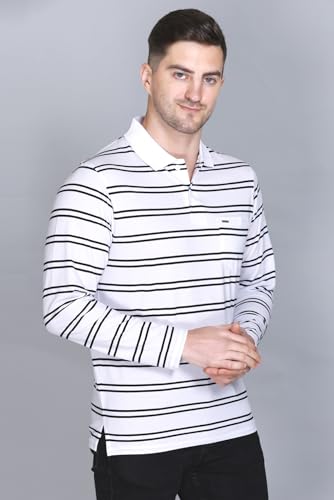 Image of Full Sleeve Polo T Shirt for Men Cotton with Pocket and Collar - Regular Fit Tshirt