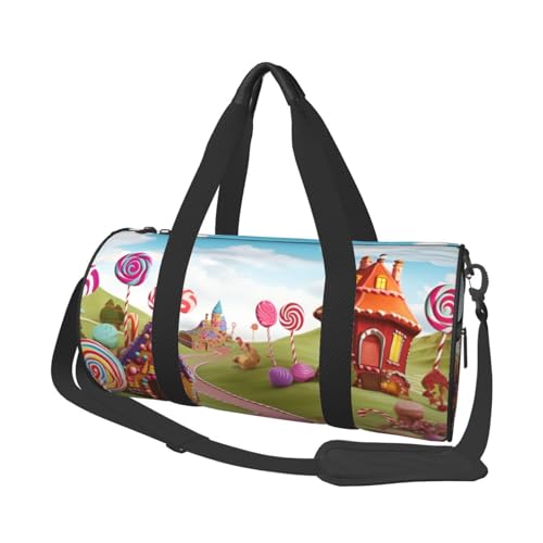 Travel Duffel Bag Sports Gym Bag With Shoes Compartment,Lightweight Overnight Weekender Bag Candy Beautiful Land Yoga Gym Sports Bag For Men Women