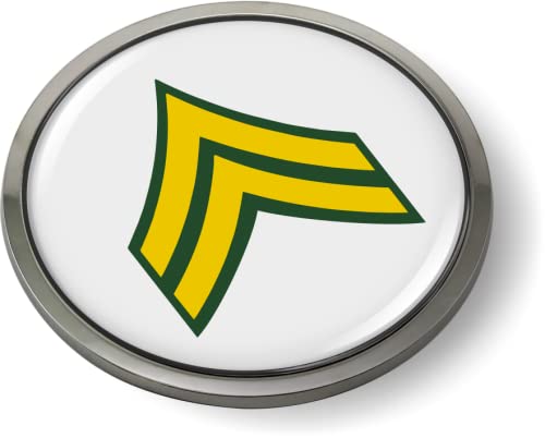 Image of US Army Rank Insignia CAR Emblem Chrome Metal Bezel - Corporal E-4 (CPL) | Official U.S. Army Licensed Product, 3D Domed, Enlisted Soldiers Badge, Sticker, made by BestLicensePlateFrames